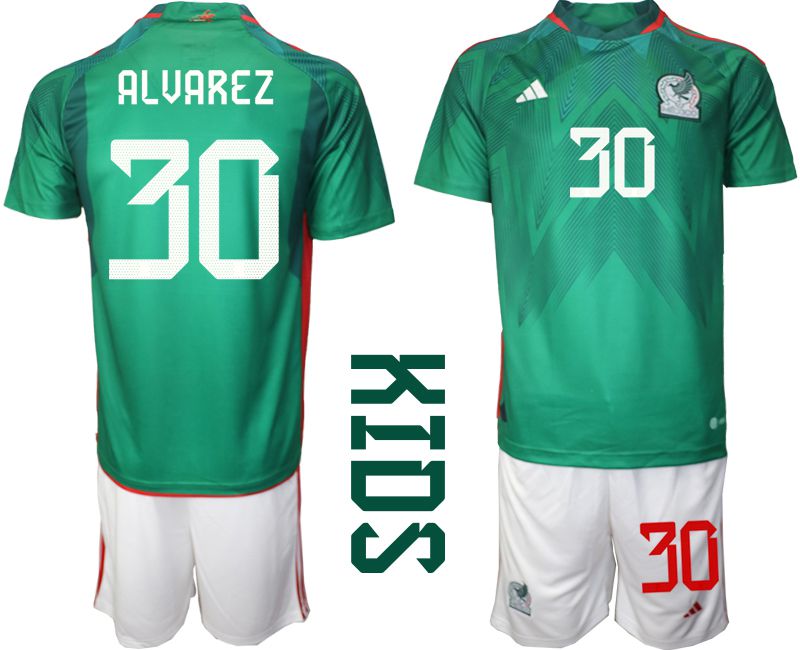 Youth 2022 World Cup National Team Mexico home green #30 Soccer Jersey